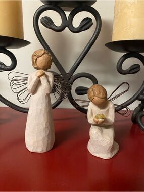 2 Hand-Carved Willow Tree Angel Figurines